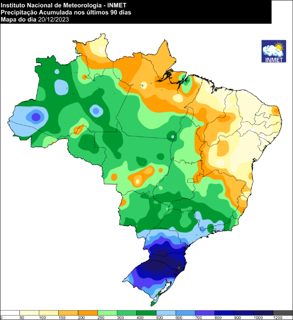 Primavera/2023 foi marcada por temperaturas elevadas, seca no centro-norte do País e chuva intensa na Região Sul