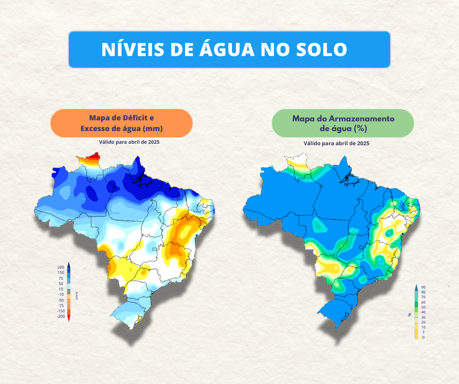 INMET lança mapas de previsão de déficit, excesso e armazenamento de água no solo