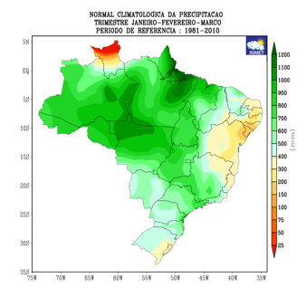 Verão 2023 - previsão geral para o Brasil