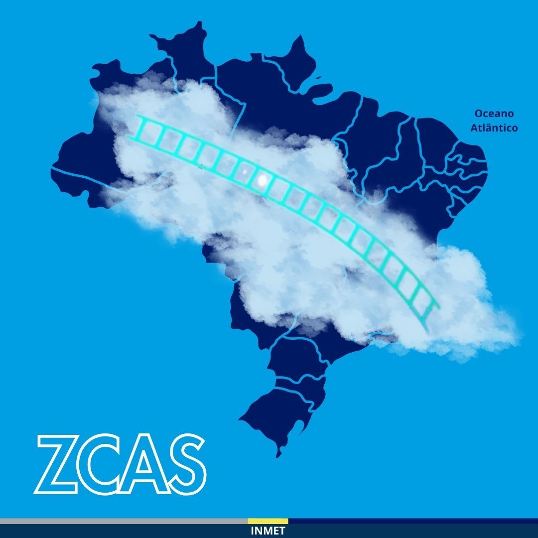 ZCAS deverá ocasionar chuvas volumosas nos próximos dias