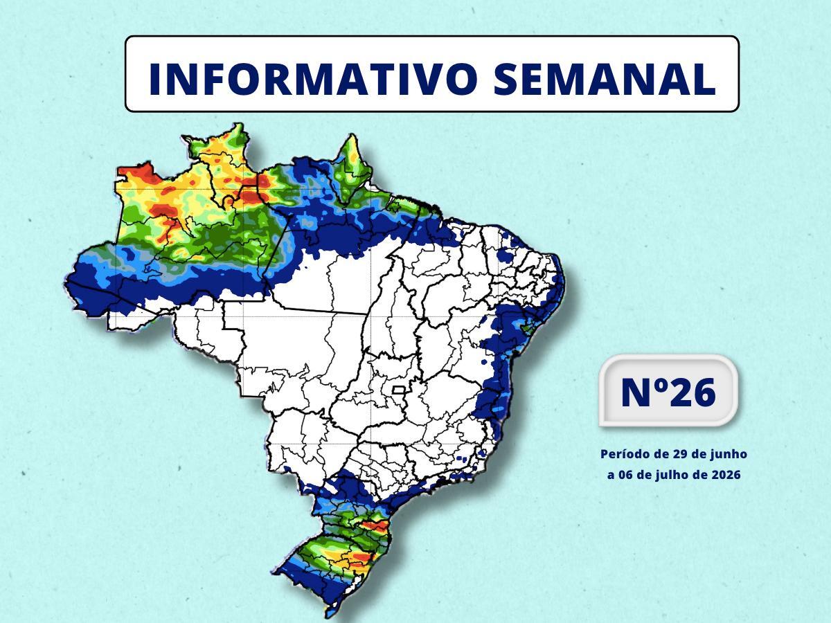 INMET divulga previsão para semana de 29 de junho a 6 de julho de 2026