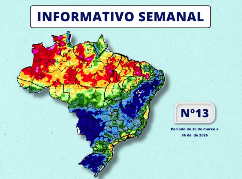 INMET divulga previsão para semana de 30 de março a 06 de abril de 2026