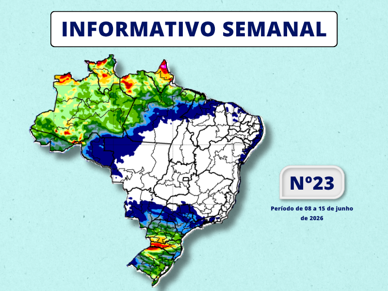 INMET divulga previsão para semana de 08 a 15 de junho de 2026