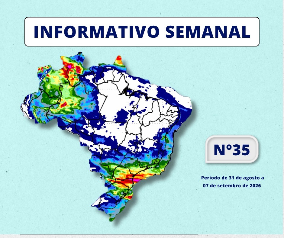INMET divulga previsão para semana de 31 de agosto e 07 de setembro de 2026
