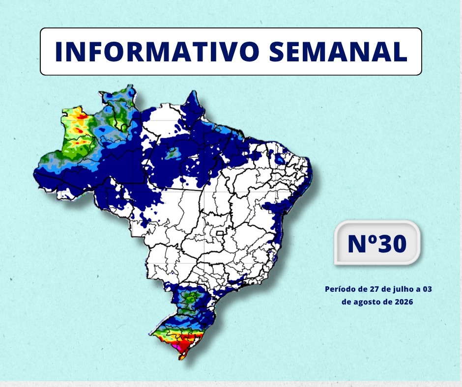 INMET divulga previsão para semana de 27 de julho a 03 de agosto de 2026