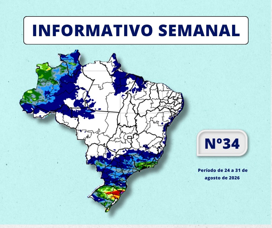 INMET divulga previsão para semana de 24 a 31 de agosto de 2026