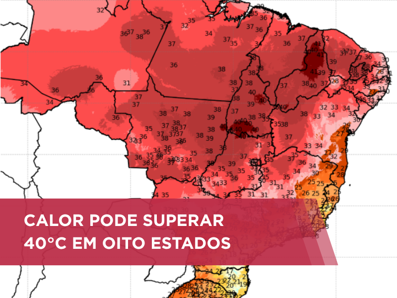 Calor pode superar 40 °C em oito estados até quarta-feira (30)