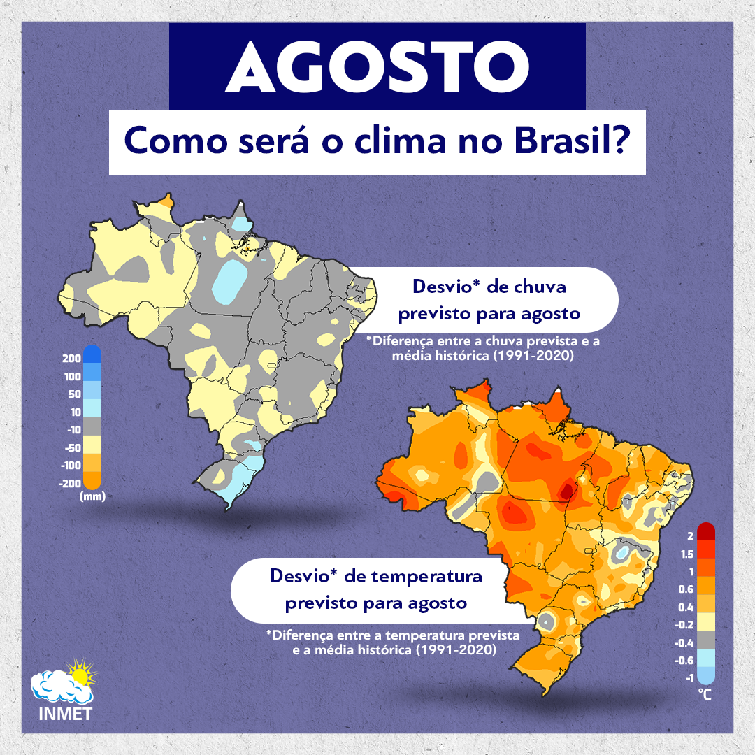 Agosto: como será o clima no Brasil?